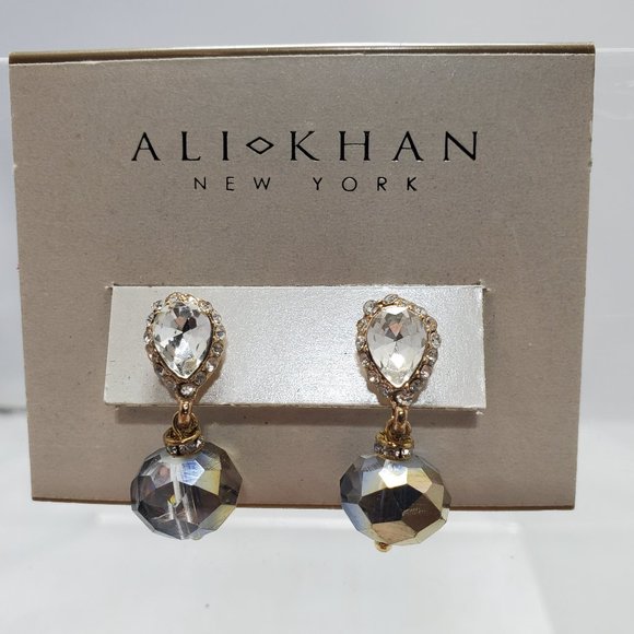 Ali Khan Hematite faceted glass bead with gold and rhinestone pierced … - Picture 2 of 12